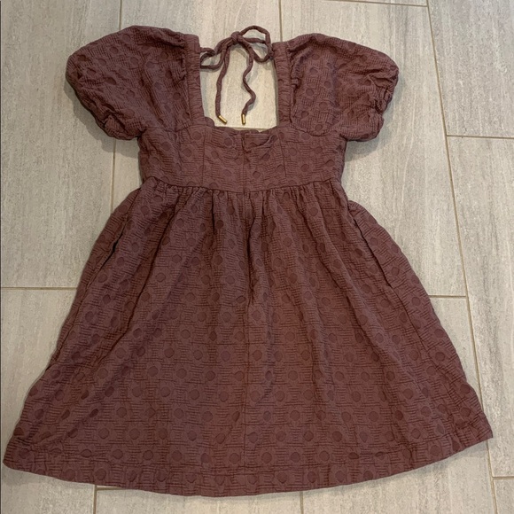 Madewell Floral Quilted Puff-Sleeve Mini Dress Size Medium Fig Multi Jacquard - Picture 5 of 11